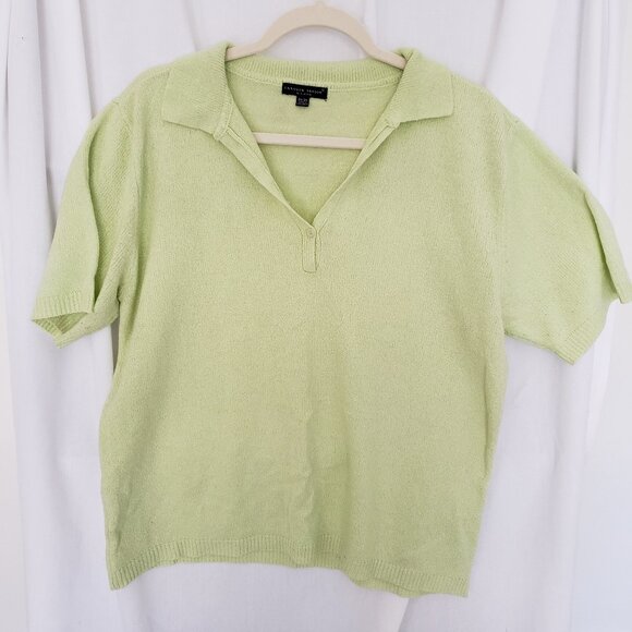 Carolyn Taylor Tops - Carolyn Taylor Woman Light Green Collar V Neck Short Sleeve Shirt Blouse Size 2X